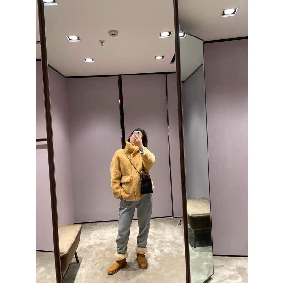 Áo khoác lông dáng rộng lót mặt da Zara Auth New Tag có sẵn 8491/240 8491240