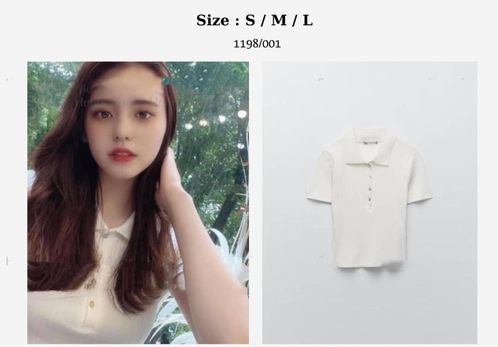 Áo thun gân cổ Polo nhiều màu form nhỏ Zara Auth New Tag có sẵn 1198/001 1198001