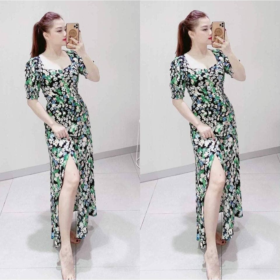 Váy hoa cổ vuông dáng dài H&M auth new tag có sẵn 0855200001