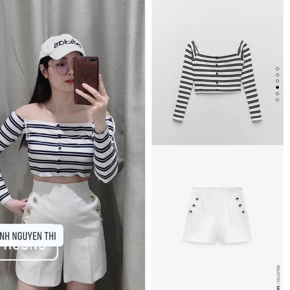 Áo croptop hở vai tay dài Zara Auth New Tag có sẵn 0264/328 0264328