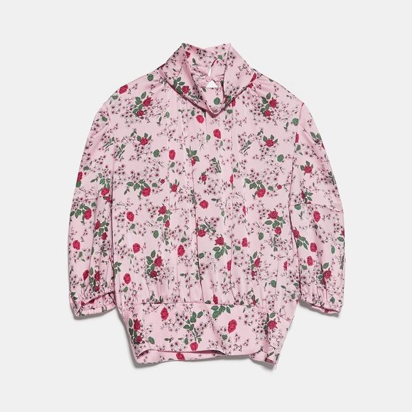 Áo Blouse lụa in hoa hồng Zara Auth New Tag có sẵn 2157/238 2157238
