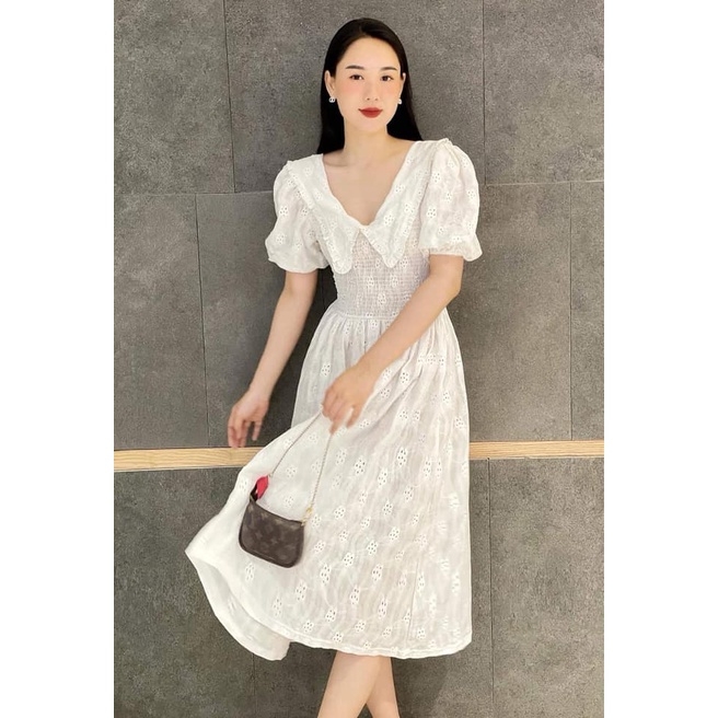 Váy thêu cổ V dáng dài Zara Auth New Tag có sẵn 1930/303 1930303