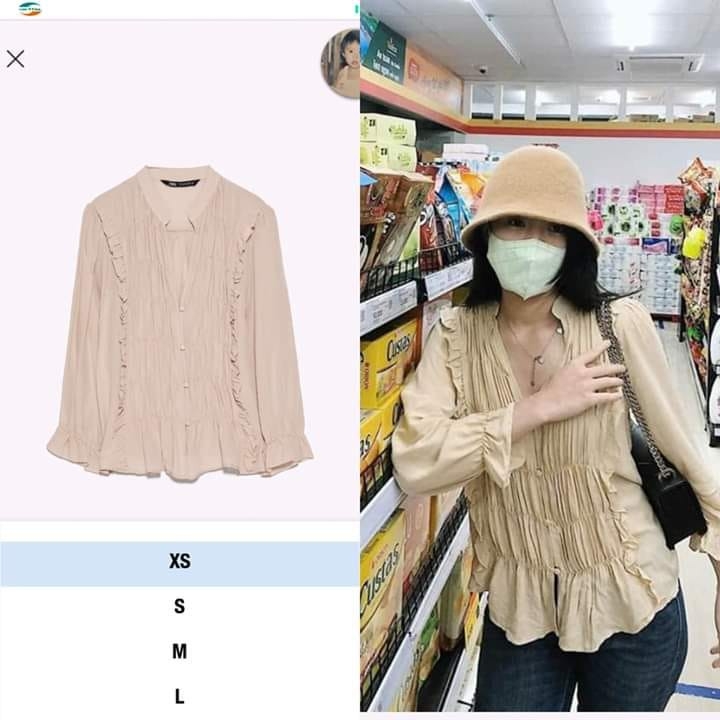 Áo blouse viền ngực Zara Auth new tag có sẵn 7484/023 7484023