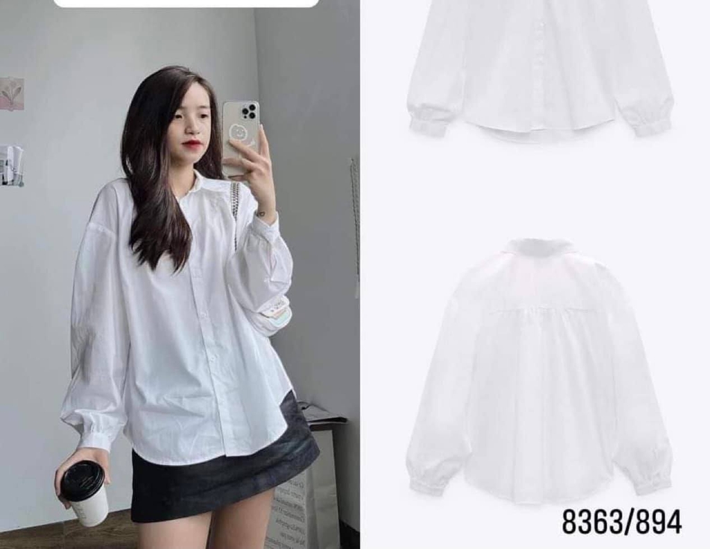 Áo sơ mi nhấn viền cổ Zara Auth New Tag có sẵn 8363/894 8363894