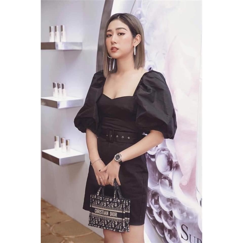 Váy cổ vuông tay bồng kèm Belt Zara Auth new tag có sẵn 7385/320 7385320