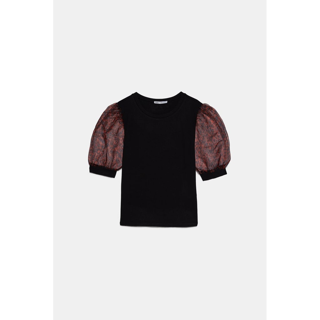 Áo phông phối ren Zara TRF Auth new tag có sẵn 5644/314 5644314