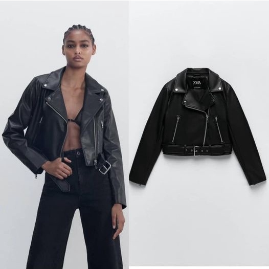 Áo da dáng ngắn đai eo Zara Auth New Tag có sẵn 3427/732 3427732