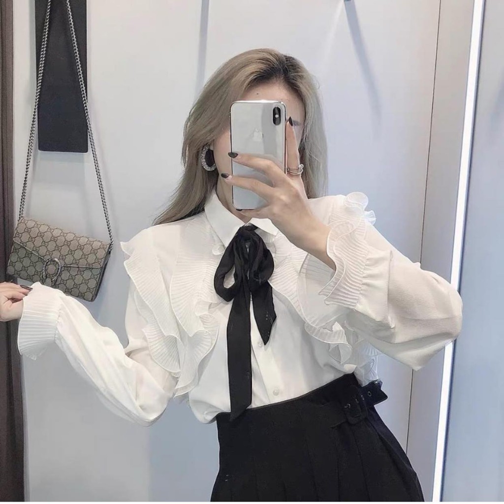Áo kiểu kèm nơ Zara Auth New tag có sẵn 7969/235 7969235
