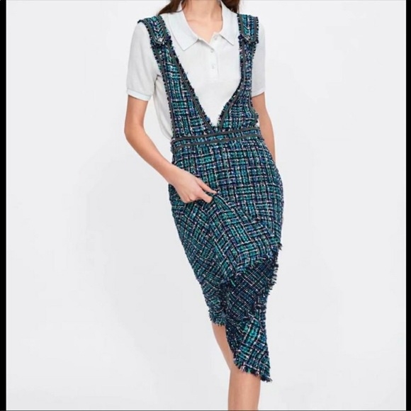 Váy tweed dáng yếm dài Zara Auth New Tag có sẵn 3440/047 3440047
