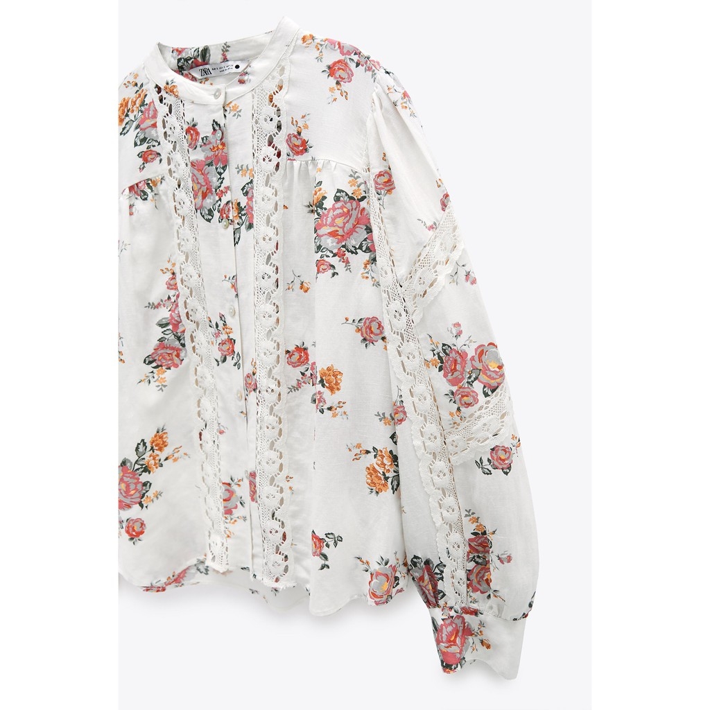 Áo kiểu in hoa thêu viền ren Zara Auth New tag có sẵn 5107/052 5107052