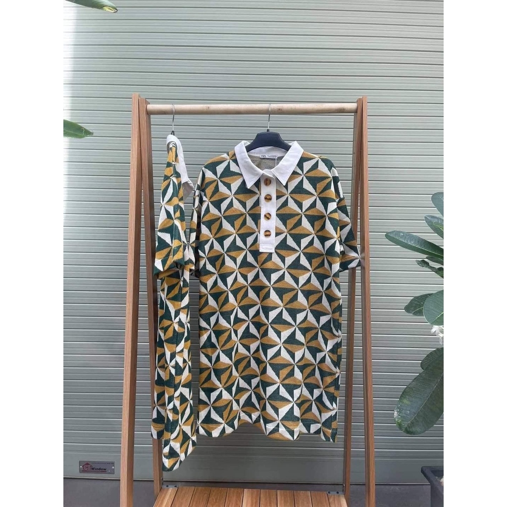Váy đan dáng suông họa tiết Zara Auth New tag có sẵn 5039/035 5039035 bầu mặc được
