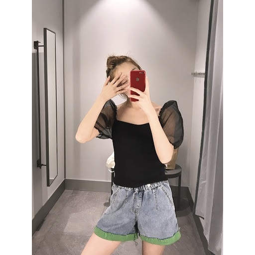 Áo kiểu len tay bồng Zara Auth new tag có sẵn 2488/020 2488020