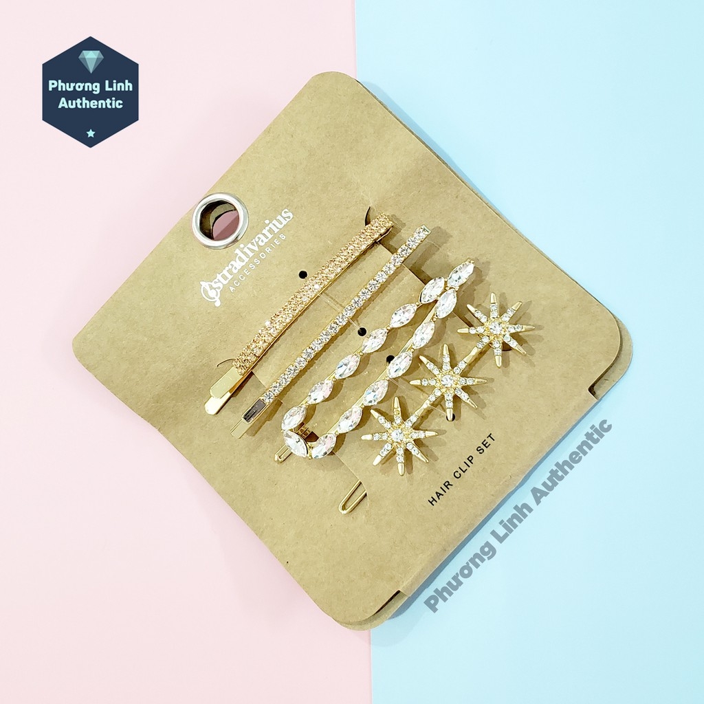 Set kẹp tóc/khuyên tai thời trang Stradivarius có sẵn Auth New tag