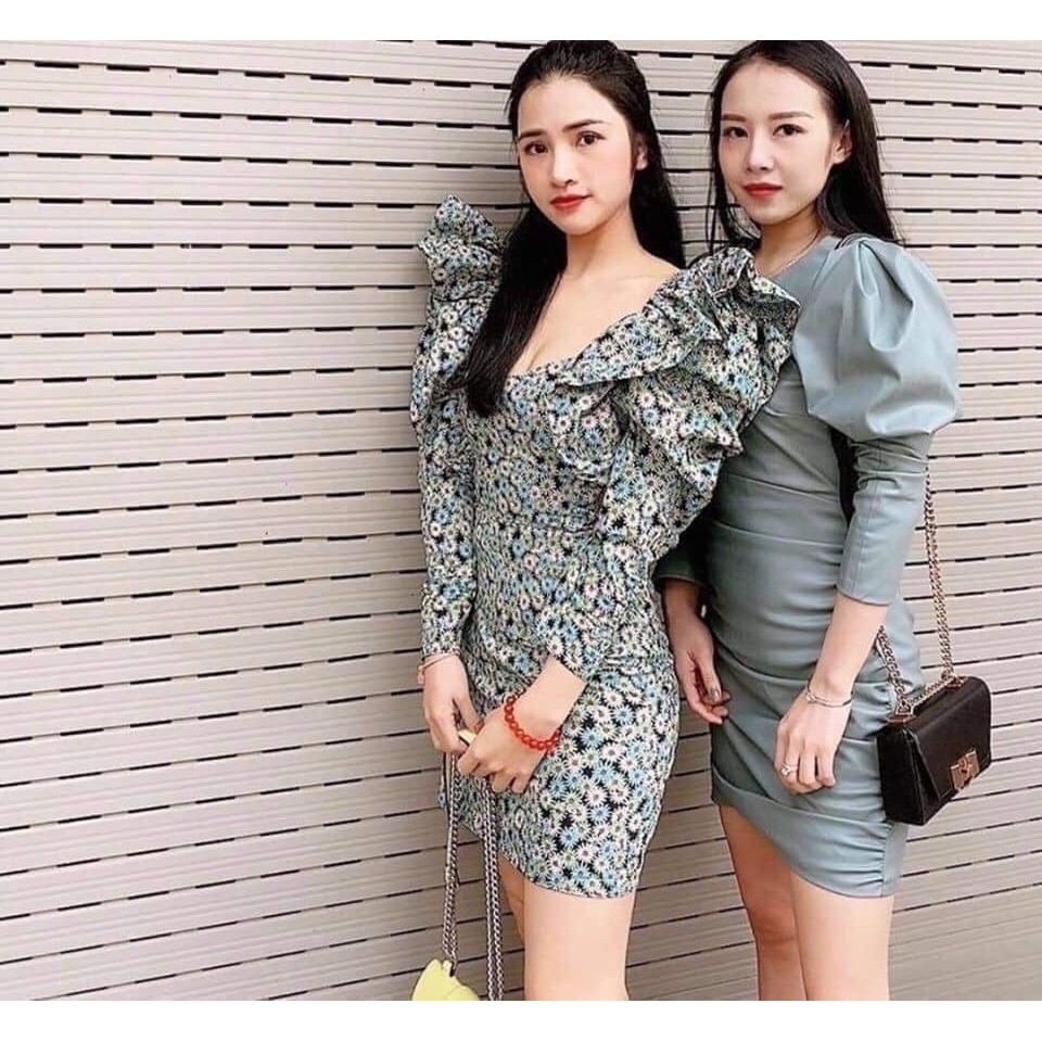 Đầm midi Zara nữ in hoạ tiết màu xanh  2587054