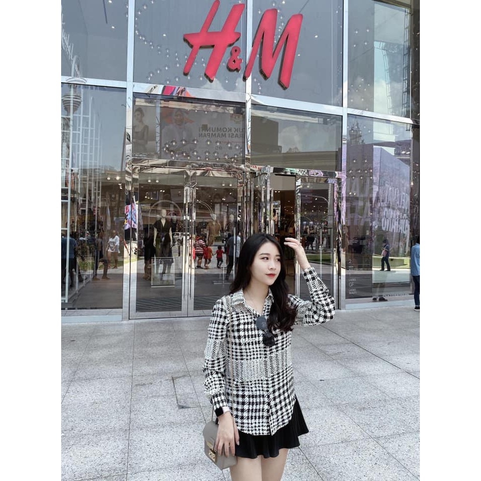 Áo sơ mi H&M kẻ Auth new tag có sẵn