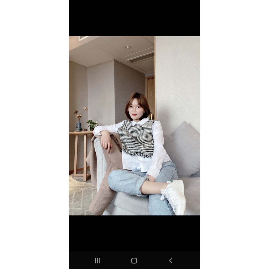 Áo sơ mi Zara phối Tweed Auth new tag có sẵn