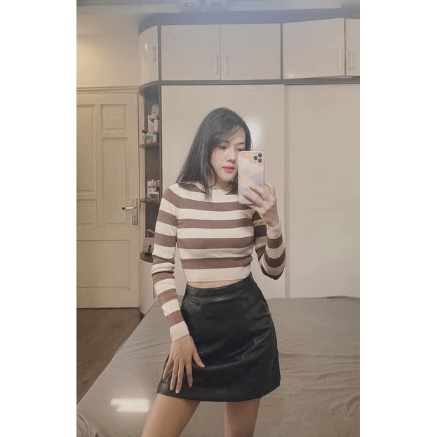 Áo len dáng ngắn croptop dài tay form ôm Zara Auth New Tag có sẵn 3519/102 3519102