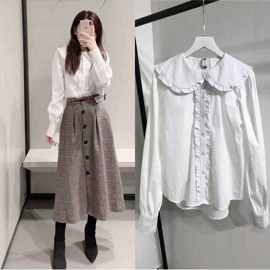 Áo kiểu cổ bèo sen Zara Auth new tag có sẵn 8528/201 8528201