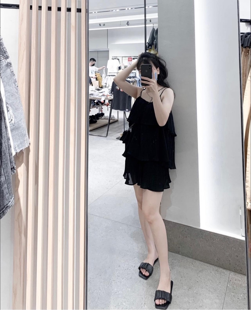 Váy 2 dây xếp ly tầng Zara Auth New Tag có sẵn 0881/129 0881129