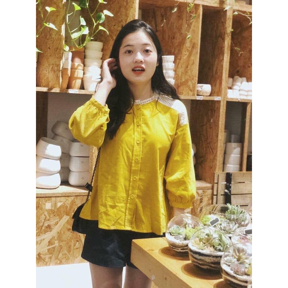 Áo kiểu vàng Zara Auth new tag có sẵn 7901/229 7901229