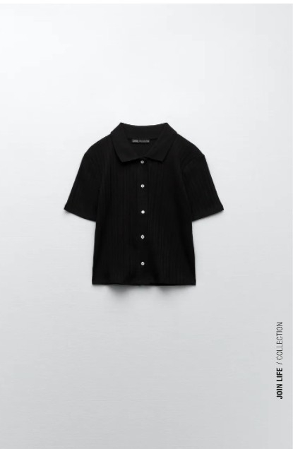 Áo thun gân cổ polo cúc cài tay ngắn Zara Auth New Tag có sẵn 4174/636 4174636