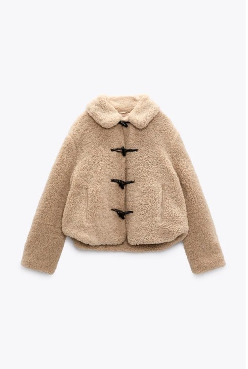 Áo Khoác Lông Cừu Nhân Tạo cài khuy dáng ngắn Zara Auth New Tag 5854/237 5854237