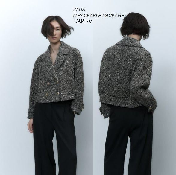 Áo khoác dạ dáng ngắn rộng khuy vàng Zara Auth New Tag có sẵn 8500/160 8500160
