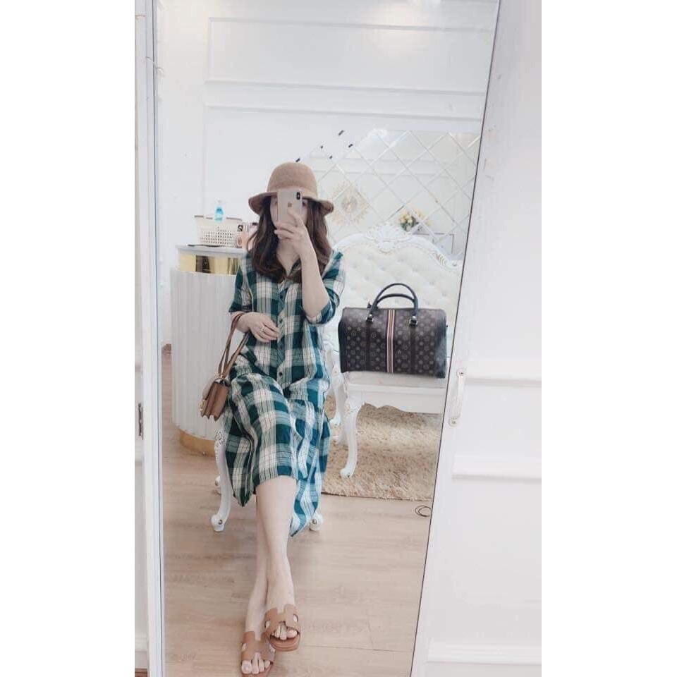Váy kẻ suông dáng dài Zara có sẵn