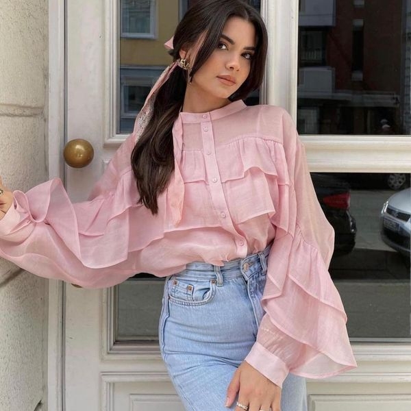 Áo blouse xếp lớp Zara croptop Auth new tag có sẵn 1971/065 1971065