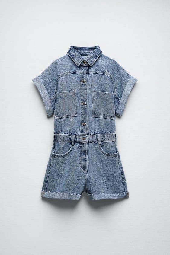 Jumpsuit Denim dáng ngắn cộc tay Zara Auth New Tag có sẵn 4979/036 4979036