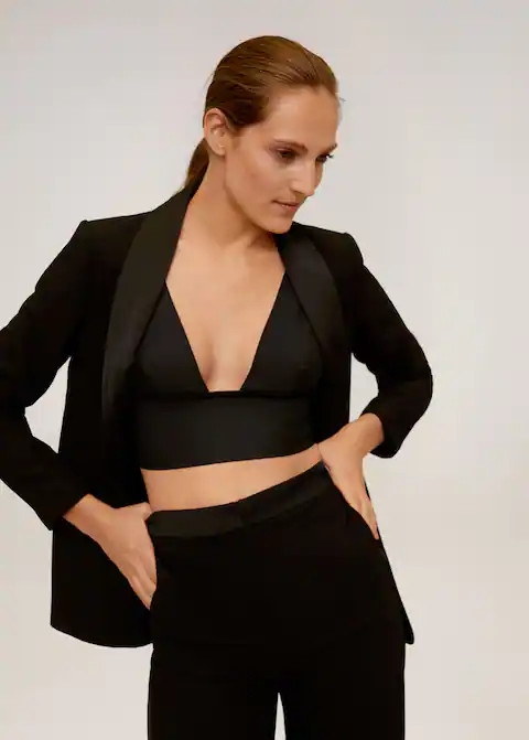 Áo Blazer vạt lụa dáng suông có túi Mango Auth New Tag có sẵn 77135130