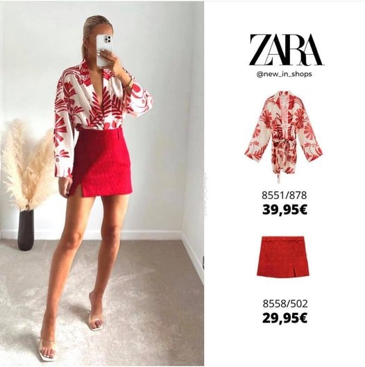 Chân váy ngắn dạ tweed khóa hông Zara Auth New Tag có sẵn (có áo cùng bộ) 8558/502 8558502