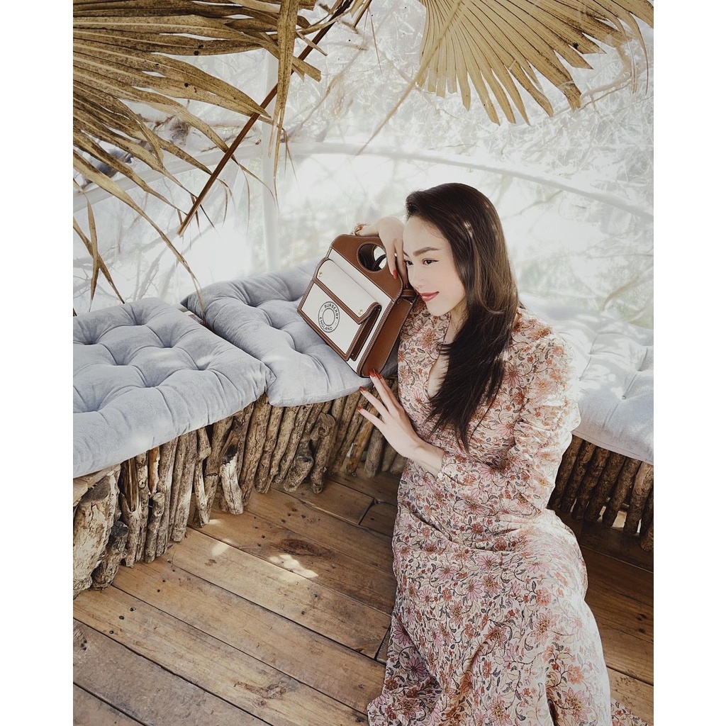 Váy hoa chun ngực cổ V dáng dài Mango Auth New Tag có sẵn 87074058