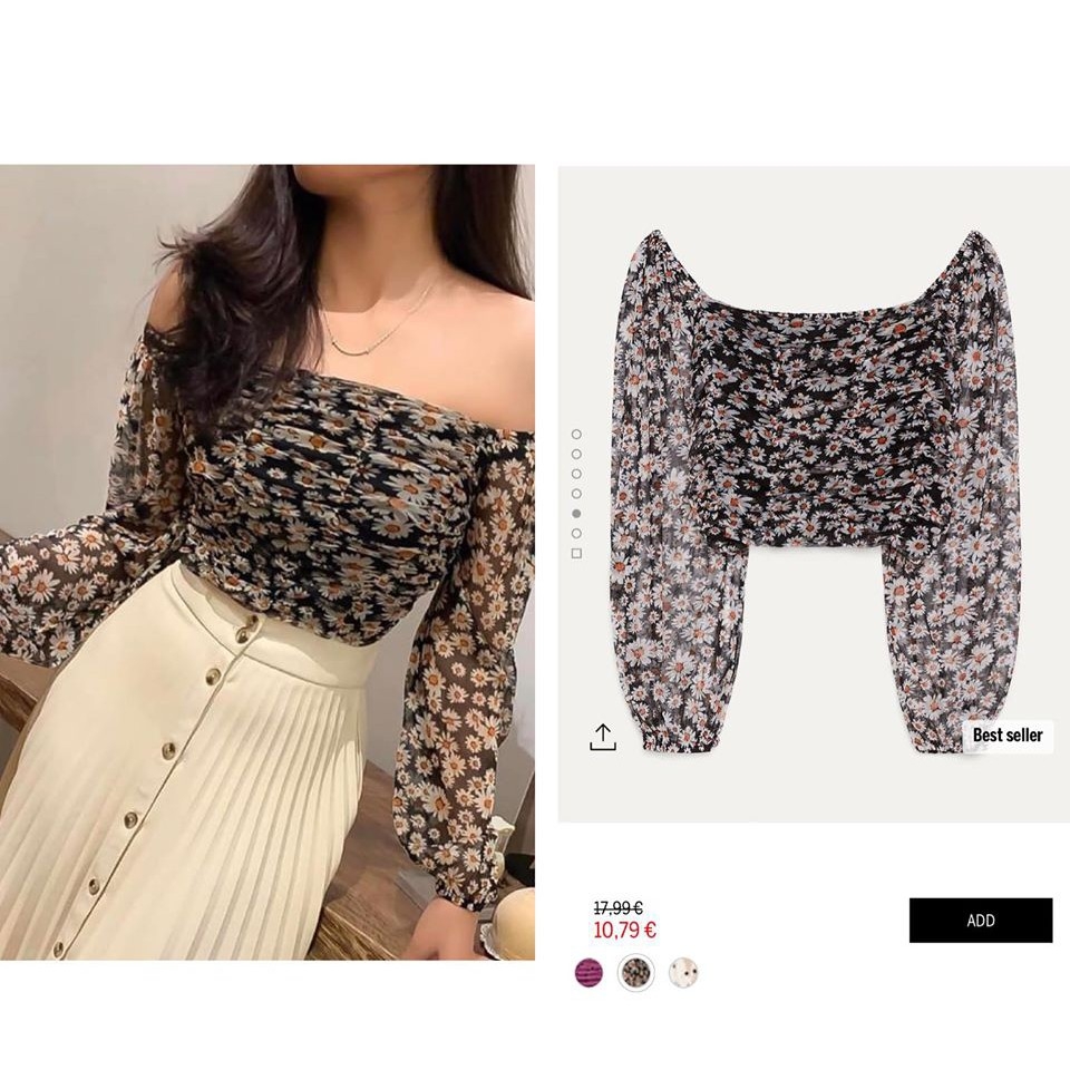 Áo kiểu crop top Bershka Auth new tag có sẵn 5934/494 5934494
