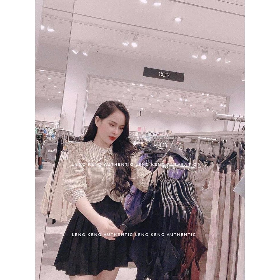 Áo kiểu kẻ caro dáng ngắn form nhỏ Zara Auth New tag có sẵn 3067/001 3067001