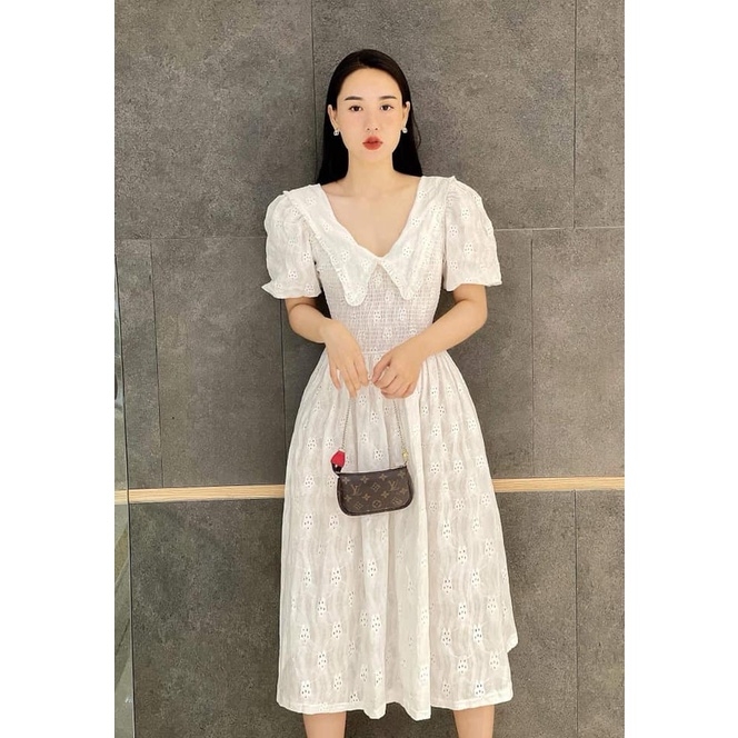 Váy thêu cổ V dáng dài Zara Auth New Tag có sẵn 1930/303 1930303