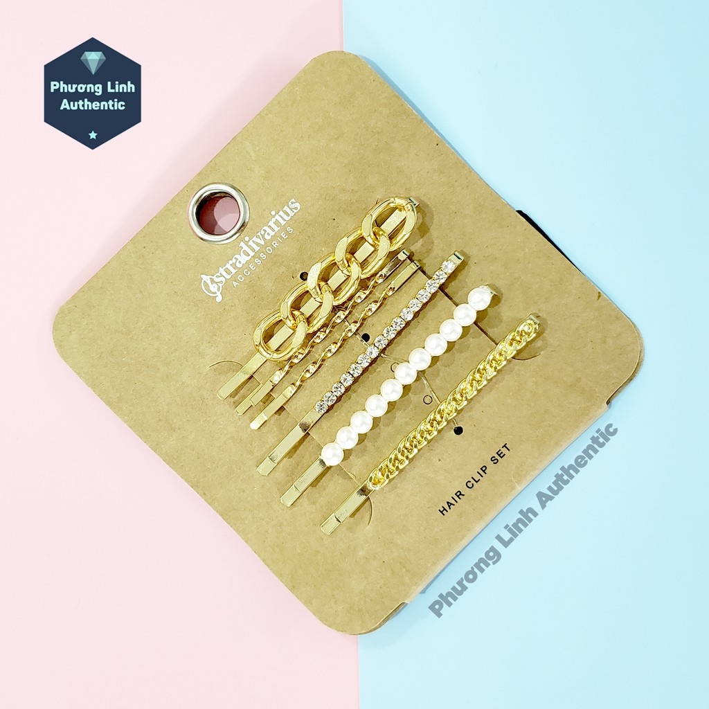 Set kẹp tóc/khuyên tai thời trang Stradivarius có sẵn Auth New tag