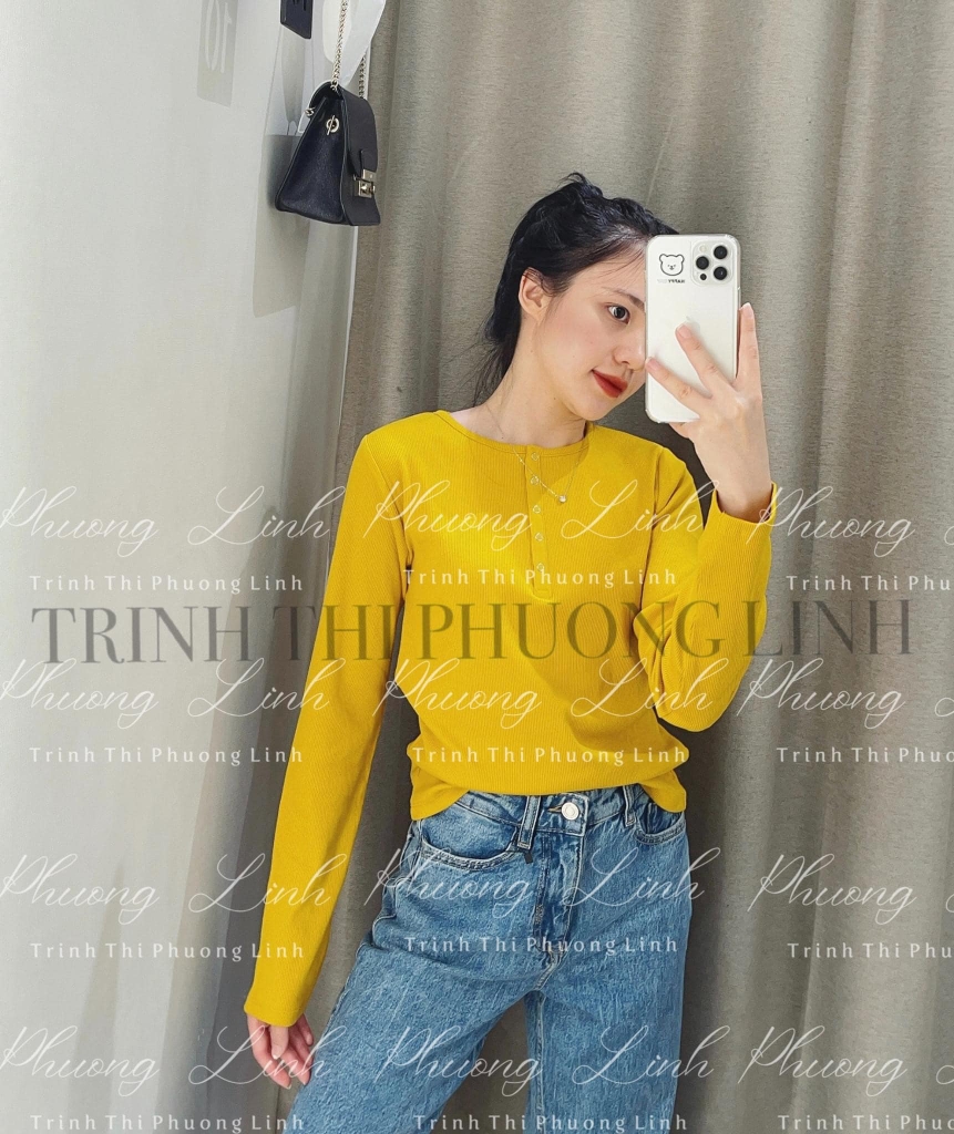 Áo thun gân dài tay khuy bấm trước ngực Zara Auth New Tag có sẵn 3402/112 3402112