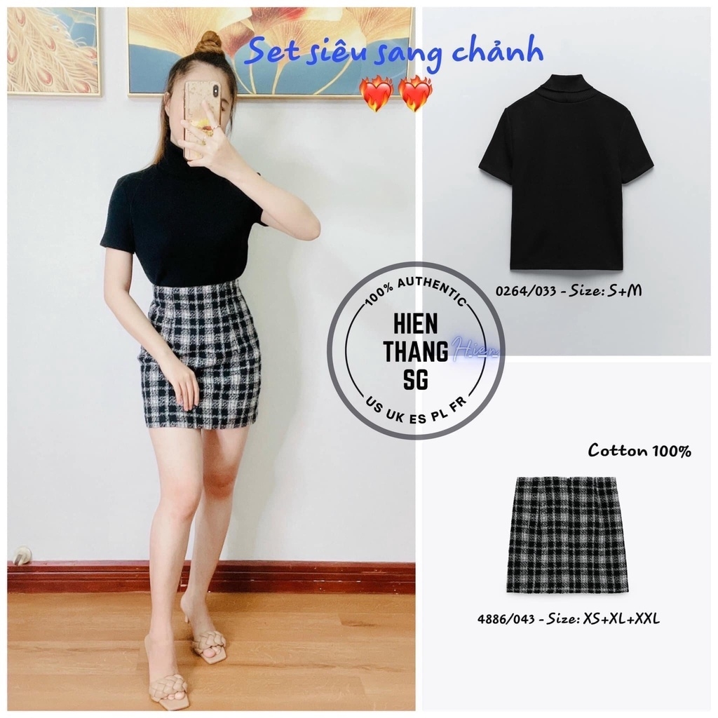 Áo len cao cổ ngắn tay Zara Auth New Tag có sẵn 0264/033 0264033