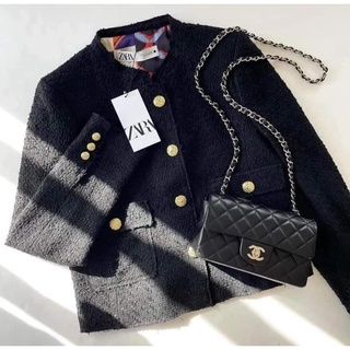 Áo khoác dạ dáng ngắn lót họa tiết Zara Auth New Tag có sẵn 9276/833 9276833