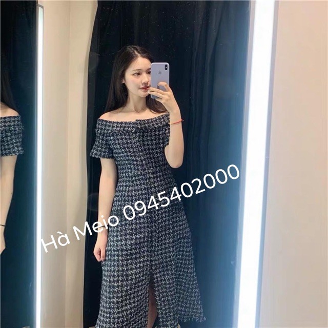 AD12A235- Đầm dạ tweed