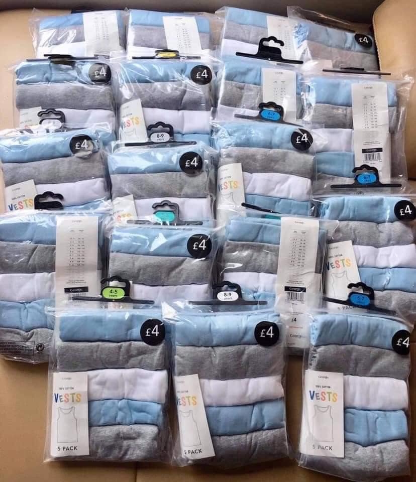 Set 5 áo ba lỗ bé chất liệu 100% cotton George Auth New Tag có sẵn 574/5741