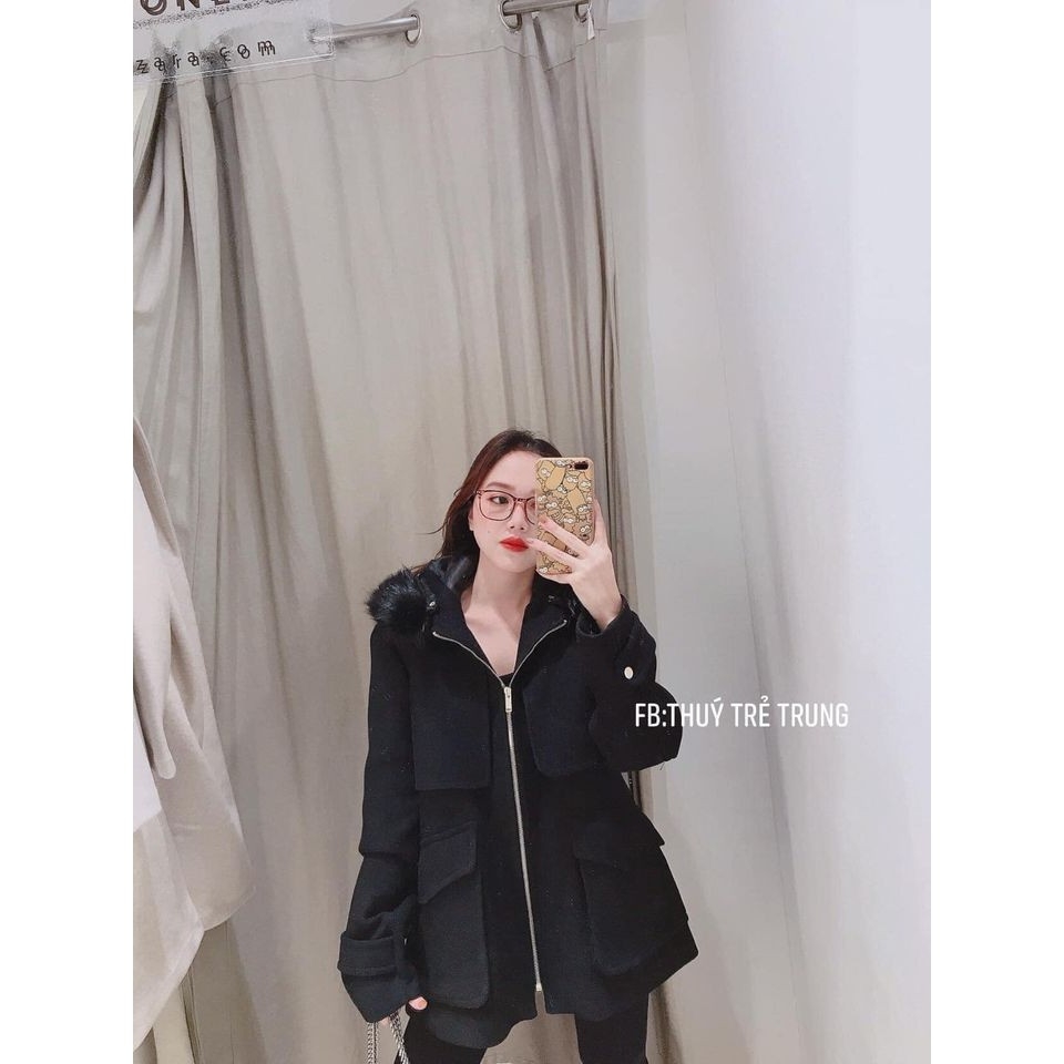 Áo khoác Dạ có mũ Zara Auth New tag có sẵn 8410/298 8410298