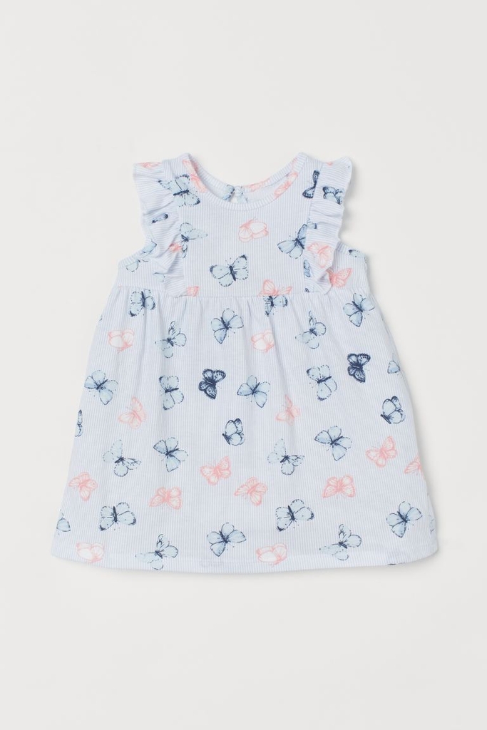 Váy cánh tiên hoa xanh H&M Auth New Tag có sẵn 0928133003 Flounce-trimmed jersey dress