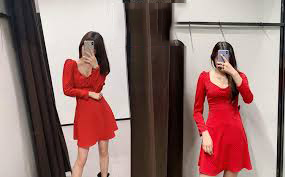 Váy dáng ngắn cổ tim họa tiết chấm bi Zara Auth New Tag có sẵn 7901/102 7901102