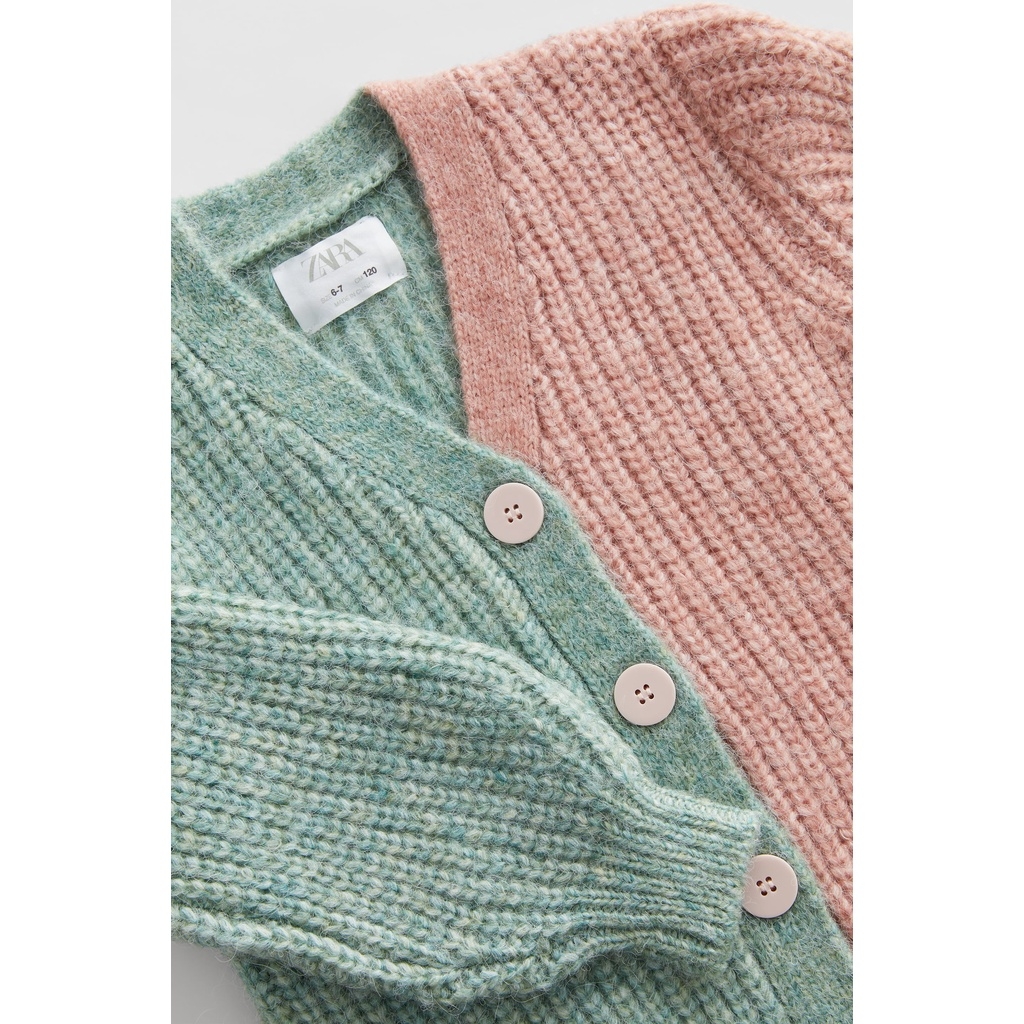 Áo len Cardigan dáng rộng phối màu Zara Auth New Tag có sẵn 1473/704 1473704