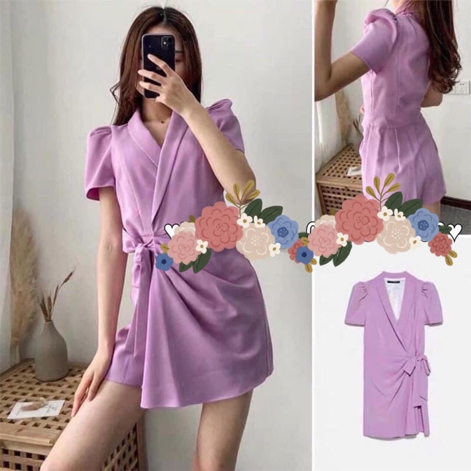 Jumpsuit dáng blazer ngắn vạt chéo tay bồng Zara Auth new tag có sẵn 2708/811 2708811