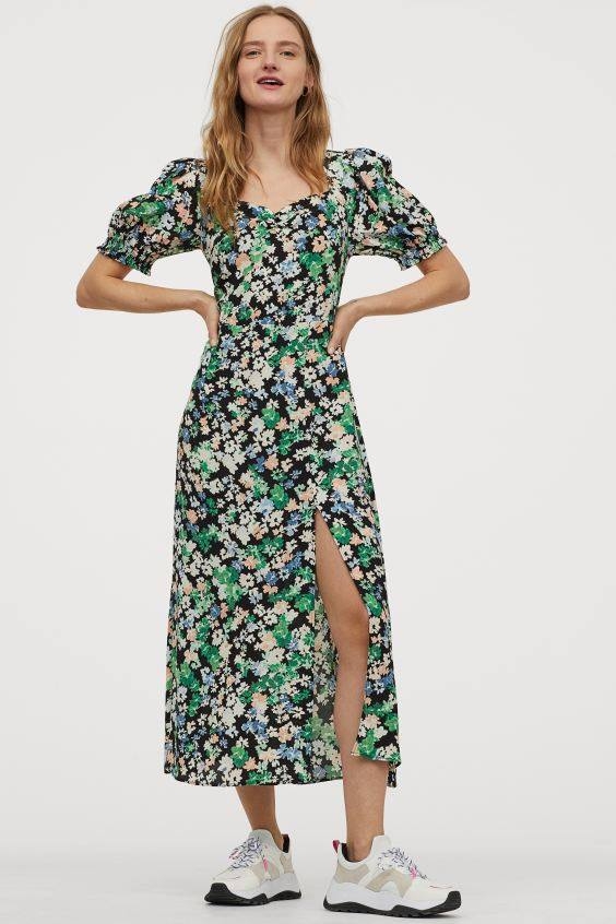 Váy hoa cổ vuông dáng dài H&M auth new tag có sẵn 0855200001