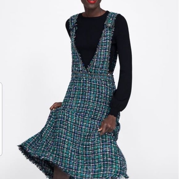 Váy tweed dáng yếm dài Zara Auth New Tag có sẵn 3440/047 3440047