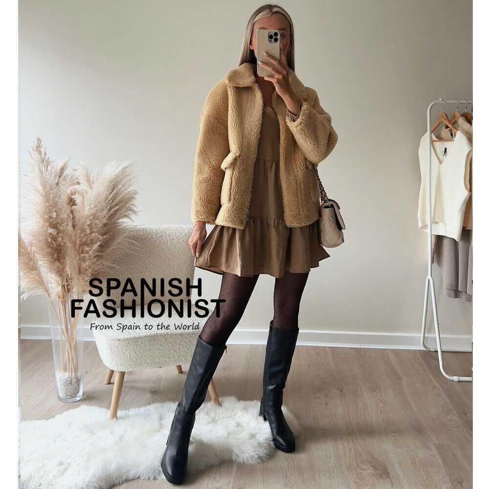 Áo khoác lông dáng rộng lót mặt da Zara Auth New Tag có sẵn 8491/240 8491240